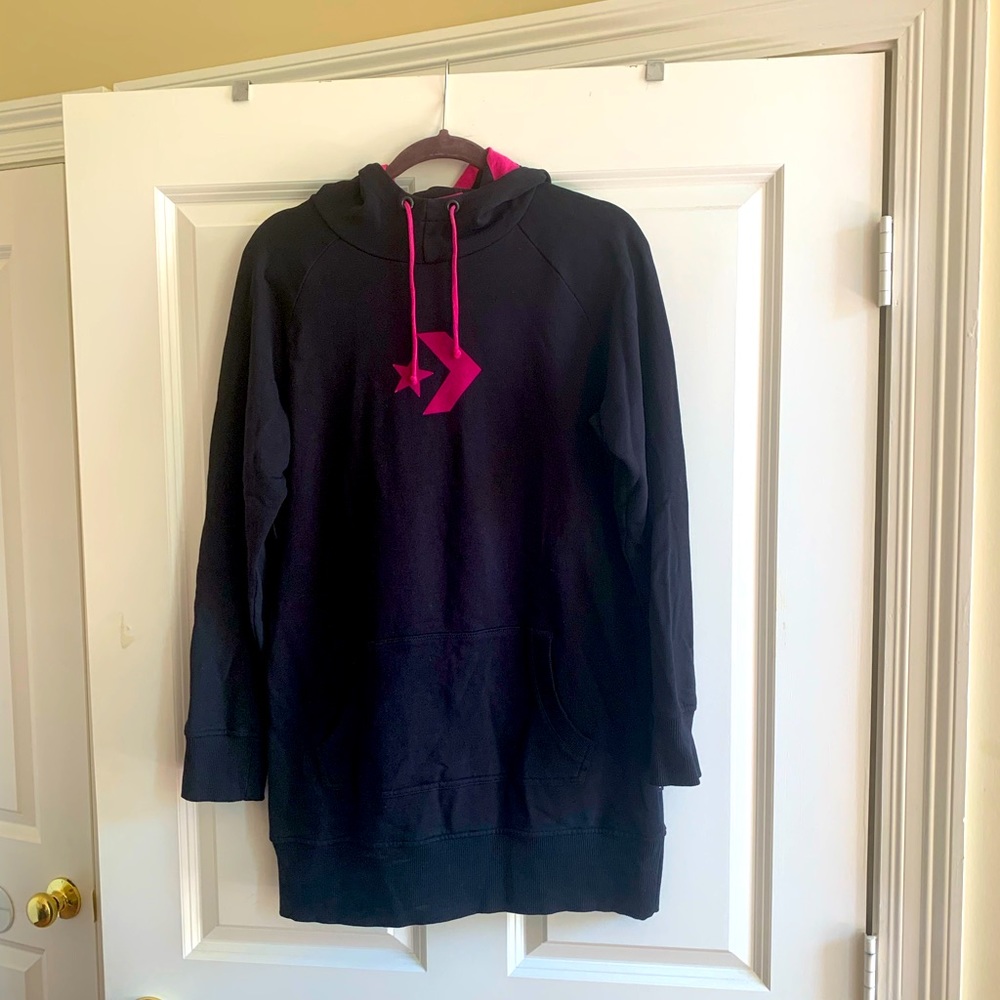 Long hoodie, dress. Super stylish, new. Solid thick all cotton fabric